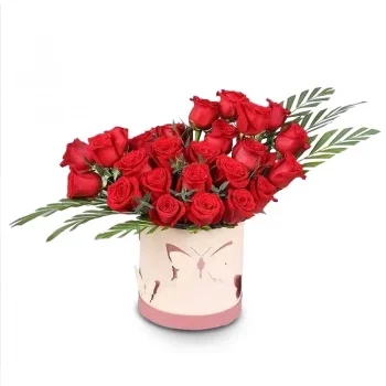 flores Ras Al Khaimah floristeria -  Caja Bliss Mariposa Rosas Rojas