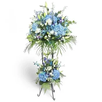 Industrial Area 9 flori- Hortensia albastră elegantă și crini albi Floare Livrare