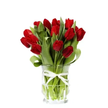 Milano blomster- Bukett Med Røde Tulipaner