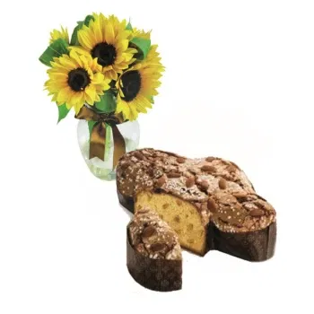 بائع زهور ميلان- مجموعة من عباد الشمس الثلاثي مع حمامة عيد الف