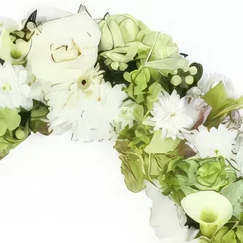 Pau-virágok- Arisztophanész fehér virágkoszorú Virágkötészeti csokor