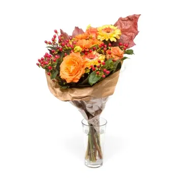 Νεάπολη λουλούδια- Πορτοκαλί φθινοπωρινό μπουκέτο
