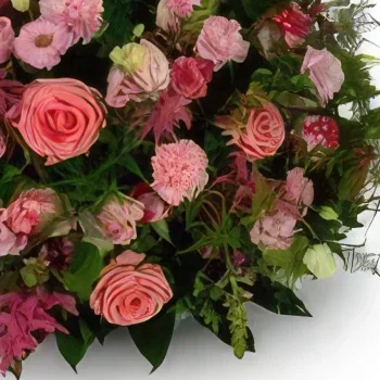Almere-virágok- Biedermeier rózsaszín színek Virágkötészeti csokor