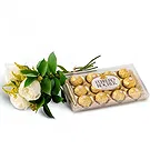 Chile flowers  -  Bouquet of 3 White Roses and Chocolate Flower Bouquet/Arrangement