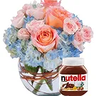 Pernate blommor- Bukett med burk Nutella Bukett/blomsterarrangemang