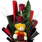 All other cities flowers  -  Fresh Roses & Yellow Teddy Flower Bouquet/Arrangement