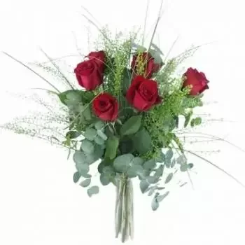 Albertacce kukat- Maalaismainen punaisten ruusujen kimppu Ateen Kukka Toimitus