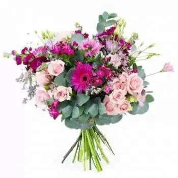 Aisey-sur-Seine kvety- Bordová ružová a fuchsiová kytica Kvet Doručenie