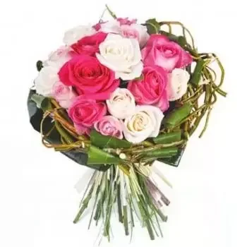 Adamswiller kukat- Kimppu valkoisia ja vaaleanpunaisia ruusuja D Kukka Toimitus