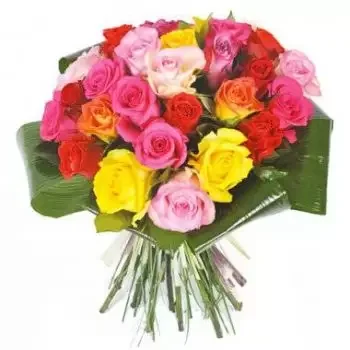 Μακουρία λουλούδια- Μπουκέτο με πολύχρωμα τριαντάφυλλα Peps Λουλούδι Παράδοση