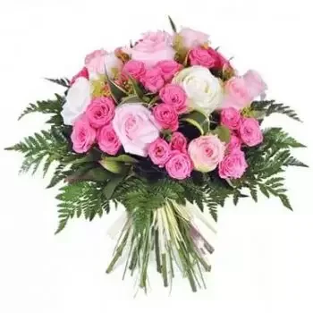 Pau bloemen bloemist- Boeket roze rozen Pompadour Bloem Levering