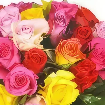 Pau-virágok- Csokor többszínű rózsa Peps Virágkötészeti csokor