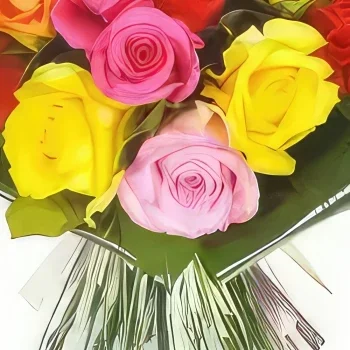 リール 花- マルチカラーのバラの花束ペップス 花束/フラワーアレンジメント