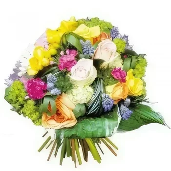 リヨン 花- 色とりどりの花の花束Fougue 花束/フラワーアレンジメント