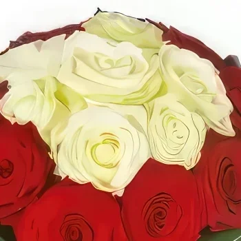 ナント 花- 赤と白のバラの花束カプリ 花束/フラワーアレンジメント