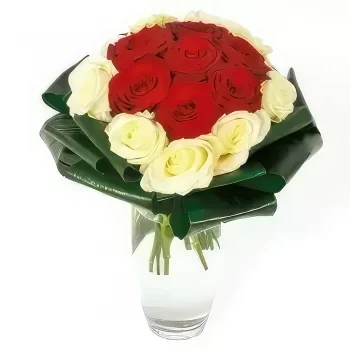 Бордо цветя- Букет от червени и бели рози Complicité Букет/договореност цвете