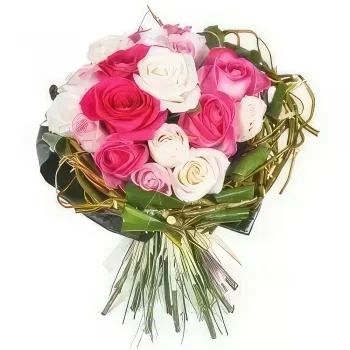 Pau-virágok- Csokor fehér és rózsaszín rózsa Dolce Vita Virágkötészeti csokor