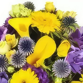 Στρασβούργο λουλούδια- Μπουκέτο με κίτρινα και μωβ λουλούδια Antoine Μπουκέτο/ρύθμιση λουλουδιών