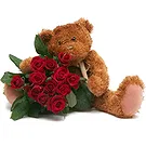 Ufa flowers  -  6 Red Roses Plus Teddy Bear Flower Bouquet/Arrangement