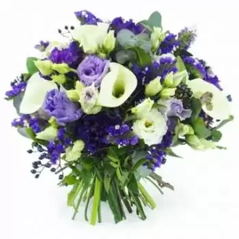 Achain kwiaty- Biało-fioletowy okrągły bukiet Ostrawa Kwiat Dostawy
