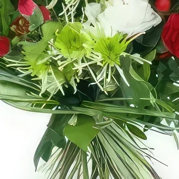 בורדו פרחים- זר פרחים הפך לבן, ירוק ואדום פלרמו זר פרחים/סידור פרחים