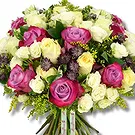 fleuriste fleurs de Ville internet de Dubaï- Bouquet de roses jaune vif et violet foncé Bouquet/Arrangement floral