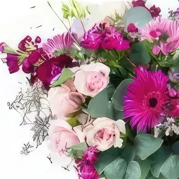 flores Montpellier floristeria -  Ramo de flores rosa burdeos y fucsia Ramo de flores/arreglo floral