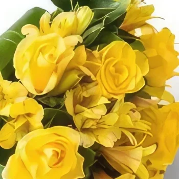 Белу-Оризонти цветы- Букет роз и желтая астромелия Цветочный букет/композиция
