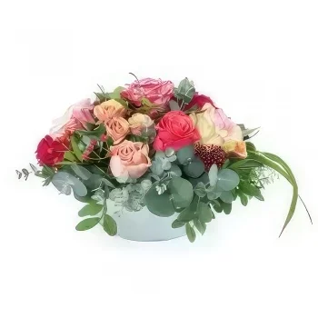 Бордо цветя- Кръгла флорална композиция от роза Каракас Букет/договореност цвете