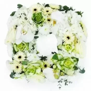 Бордо цветя- Траурен шал с бяло цвете Antistène Цвете Доставка