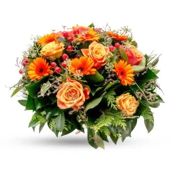 Athens online Florist - Orange funeral arrangement Bouquet