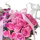 Ad Dilam blomster- Lilla rosa kurv Blomsterarrangementer bukett