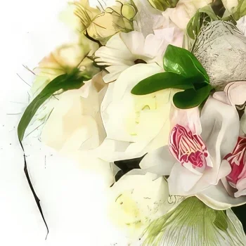 Kiva kukat- Viehättävä valkoinen kukka-asetelma Kukka kukkakimppu