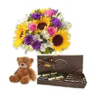 Osidda flowers  -  Bouquet of Colorful Flowers with Soft Toy Flower Bouquet/Arrangement