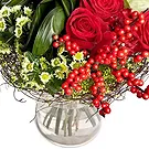 Italië bloemen bloemist- Kerstboeket met Rozen en Anthurium Boeket/bloemstuk