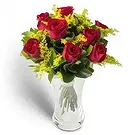 flores de Uberlândia- Arranjo de 8 Rosas Vermelhas em Vaso Bouquet/arranjo de flor