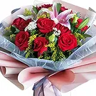 China flowers  -  Classic Red Rose and Pink Lily Flower Arrange Flower Bouquet/Arrangement