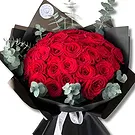 Al Shamkha flowers  -  Classic Red Roses in Black Wrapping Flower Bouquet/Arrangement