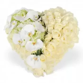 Lille Online kukkakauppias - Valkoinen Mourning Heart Kerub Kimppu