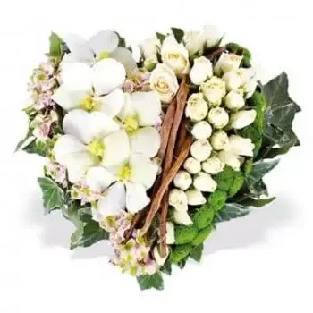 Montpellier Blumen Florist- Weißes Trauerherz Süße Blumen Lieferung