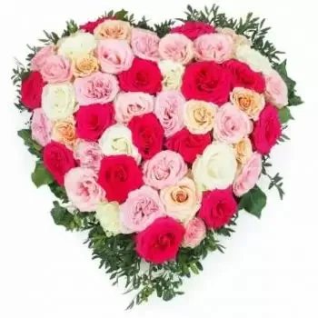 fleuriste fleurs de Guyane Française- Cœur de deuil dans les camaïeux de rose Agora Fleur Livraison