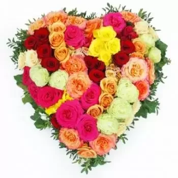 Francja kwiaty- Żałobne serce z kolorowych kwiatów Herodot Kwiat Dostawy