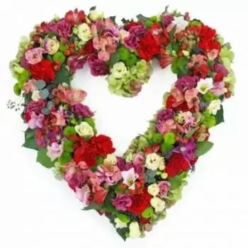 Paríž Online kvetinárstvo - Smútočné srdce z ružových a červených kvetov  Kytica