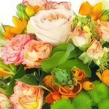 بائع زهور نانت- باقة زهرة البرتقال الكولونيا المستديرة باقة الزهور