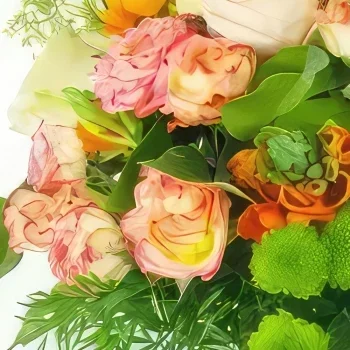 Бордо цветя- Кръгъл букет от оранжеви цветя в Кьолн Букет/договореност цвете