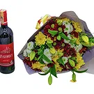 Greece flowers  -  Mix Flowers with Wine Flower Bouquet/Arrangement