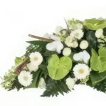 いいね 花- 緑と白の追悼ラケット 花束/フラワーアレンジメント