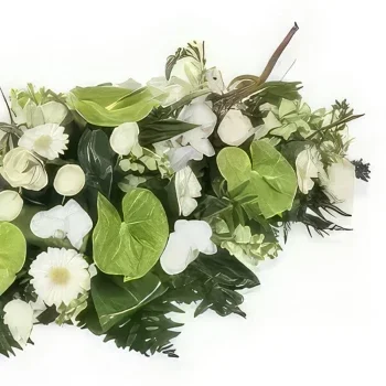 Λιλ λουλούδια- Αναμνηστική πράσινη και λευκή πένθιμη ρακέτα Μπουκέτο/ρύθμιση λουλουδιών