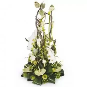 جمع شمل الزهور على الإنترنت - تكوين أبيض لجنازة L'Instant باقة