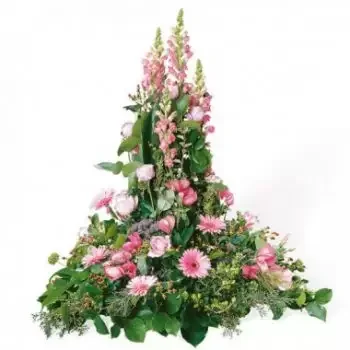 Korzika-virágok- Pink Árvácskák Gyászkompozíció